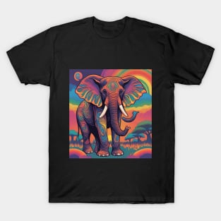 Paint Drawing of an Elephant in the Sunset T-Shirt